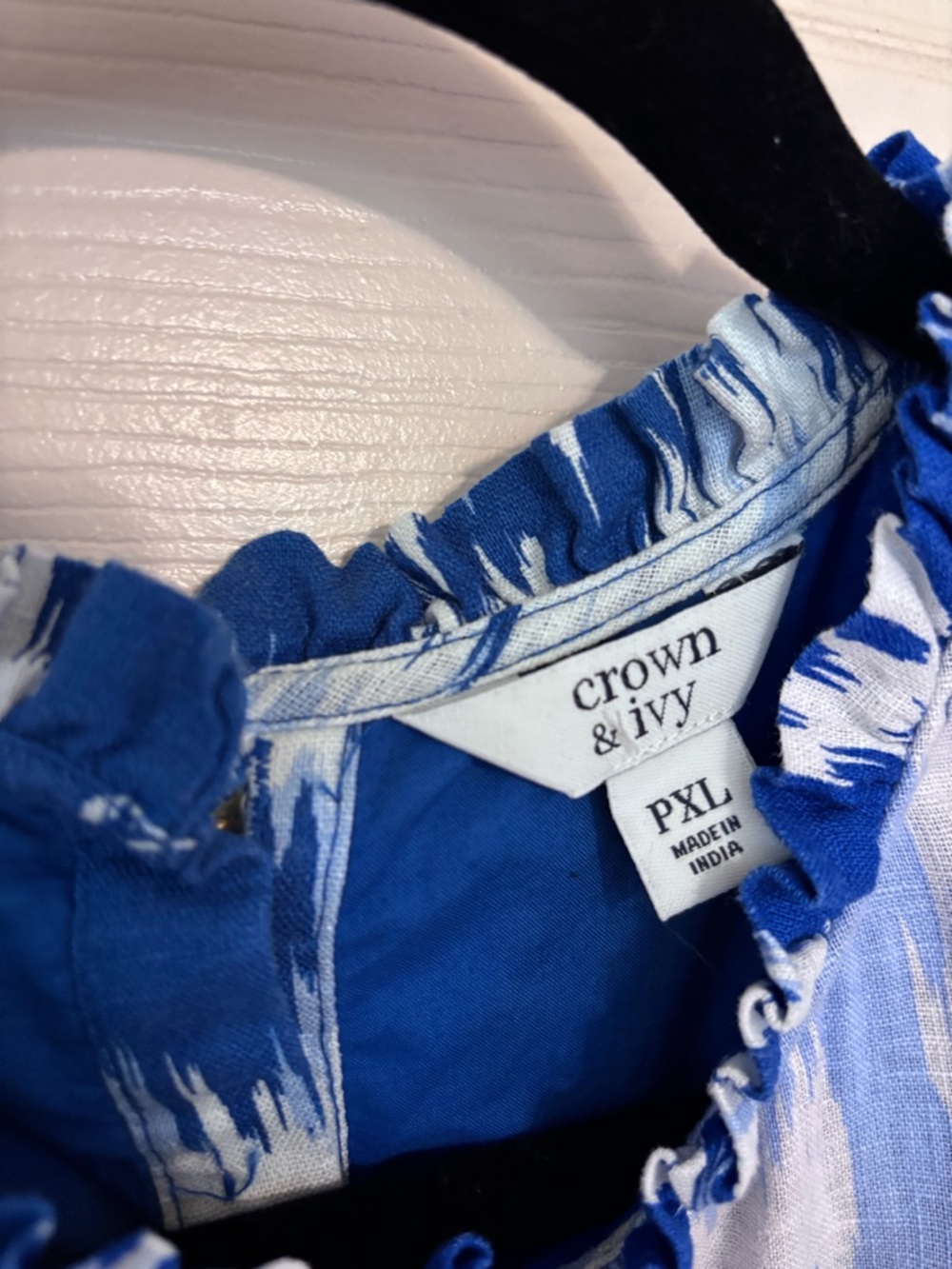 crown & ivy Blue and White Ikat Tiered Sundress - Picture 3 of 7